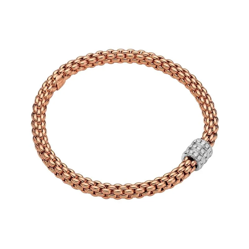 Fope Flex'it Solo 18ct Rose Gold 0.30ct Diamond Bracelet