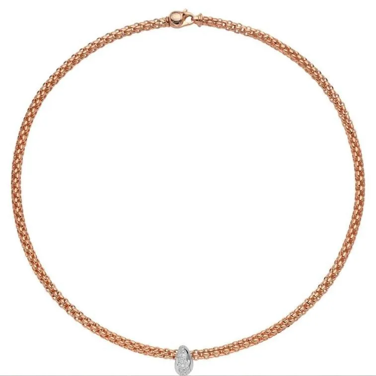 Fope Flex'it Solo 18ct Rose Gold 0.33ct Diamond Necklace
