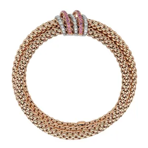 Fope Flex'it Solo 18ct Rose Gold 0.66ct Pink Sapphire Diamond Bracelet