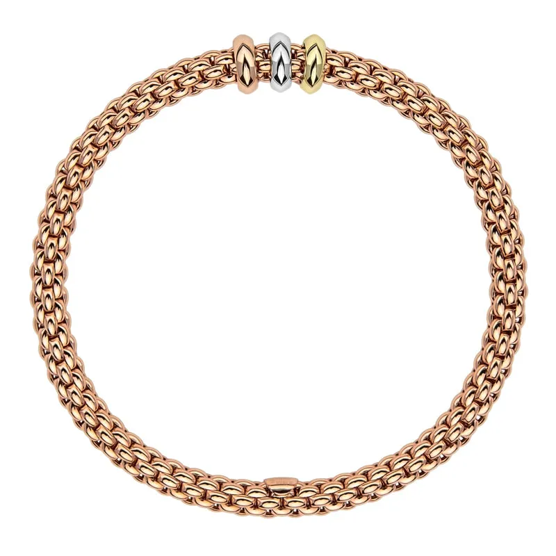Fope Flex'it Solo 18ct Rose Gold Mixed Rondelle Bracelet