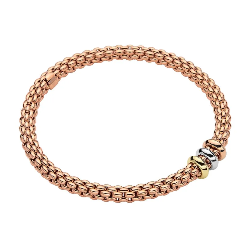 Fope Flex'it Solo 18ct Rose Gold Mixed Rondelle Bracelet