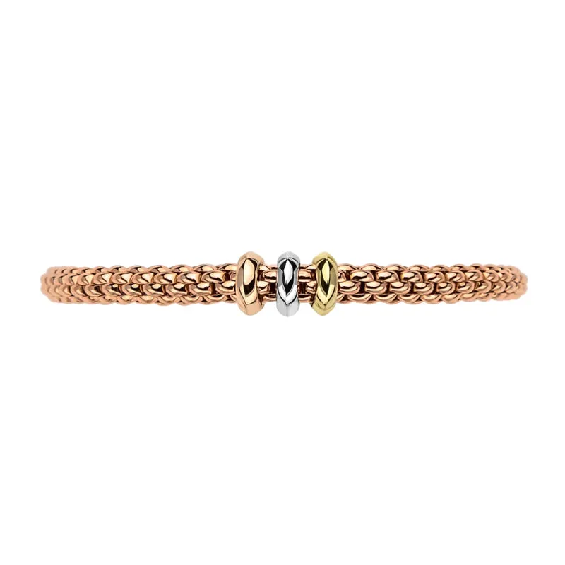 Fope Flex'it Solo 18ct Rose Gold Mixed Rondelle Bracelet