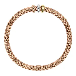 Fope Flex'it Solo 18ct Rose Gold Mixed Rondelle Bracelet