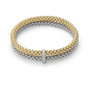 Fope Flex'It Solo 18ct White & Yellow Gold 0.22ct Diamond Bracelet