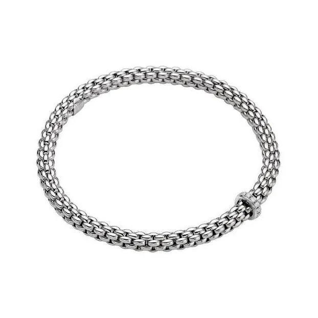 Fope Flex'it Solo 18ct White Gold 0.10ct Diamond Bracelet