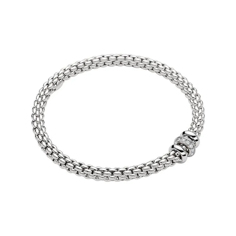 Fope Flex'it Solo 18ct White Gold 0.17ct Diamond Bracelet D