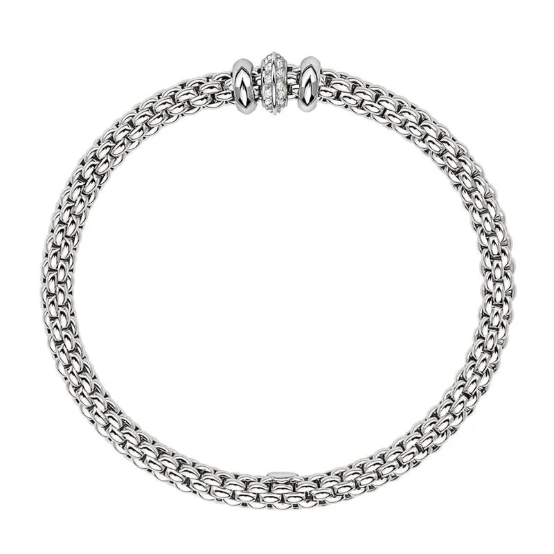 Fope Flex'it Solo 18ct White Gold 0.17ct Diamond Bracelet D