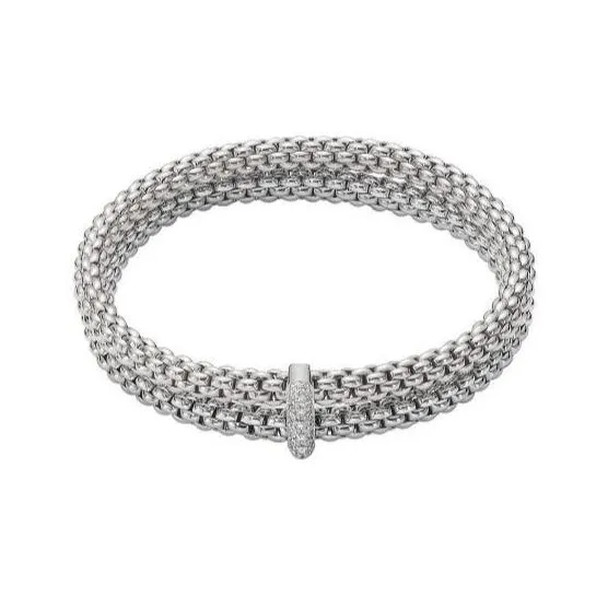 Fope Flex'it Solo 18ct White Gold 0.22ct Diamond Double Bracelet