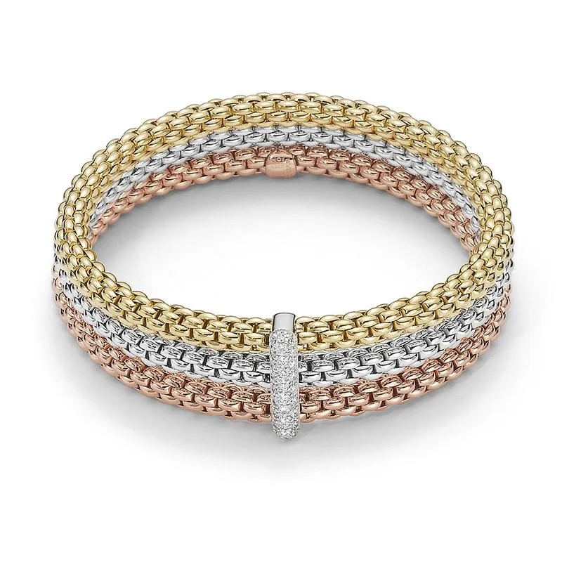 Fope Flex'it Solo 18ct White Rose & Yellow Gold 0.34ct Diamond Bracelet