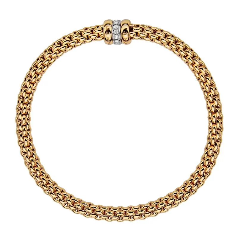 Fope Flex'it Solo 18ct Yellow Gold 0.10ct Diamond Bracelet