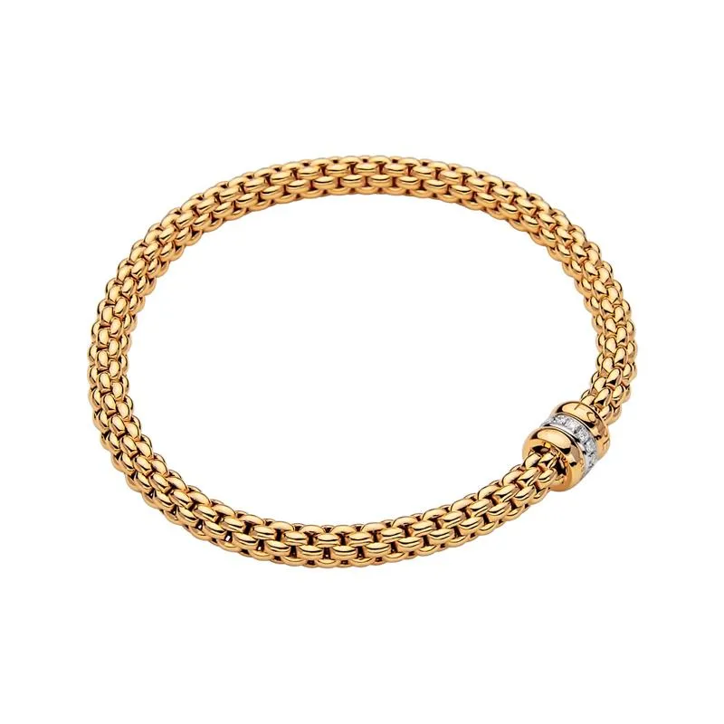 Fope Flex'it Solo 18ct Yellow Gold 0.10ct Diamond Bracelet