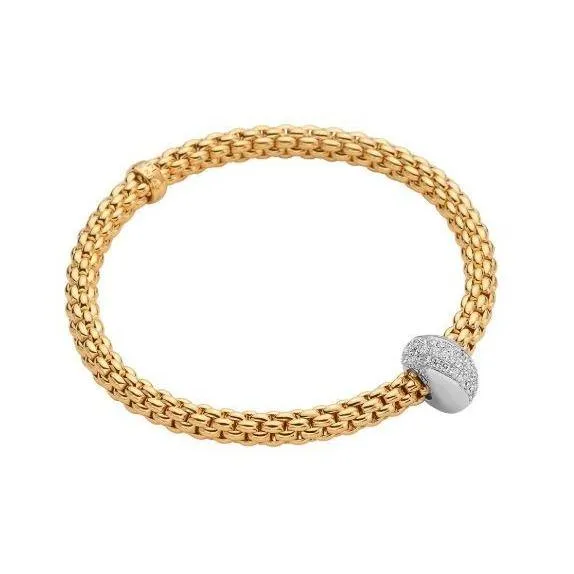 Fope Flex'it Solo 18ct Yellow Gold 0.43ct Diamond Bracelet