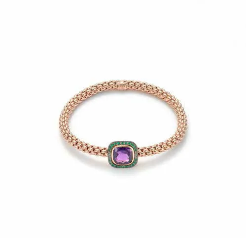 Fope FLEX'IT SOLO Bracelet Amethyst 18ct Rose Gold Medium