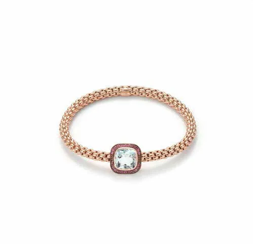 Fope FLEX'IT SOLO Bracelet Aquamarine 18ct Rose Gold Medium