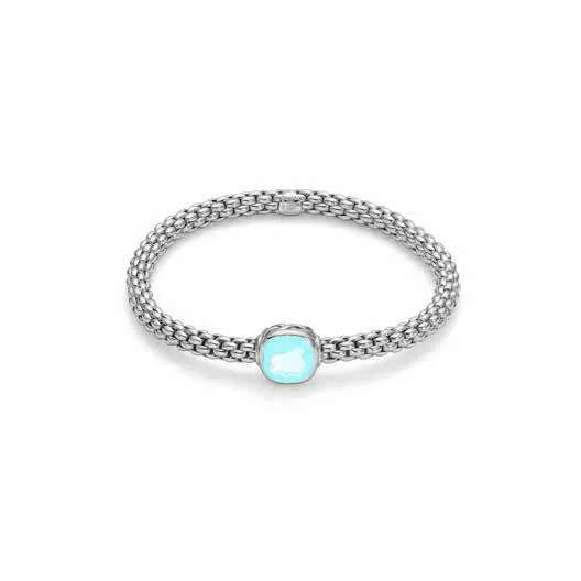 Fope FLEX'IT SOLO Bracelet Aquamarine 18ct White Gold Medium