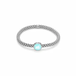 Fope FLEX'IT SOLO Bracelet Aquamarine 18ct White Gold Medium