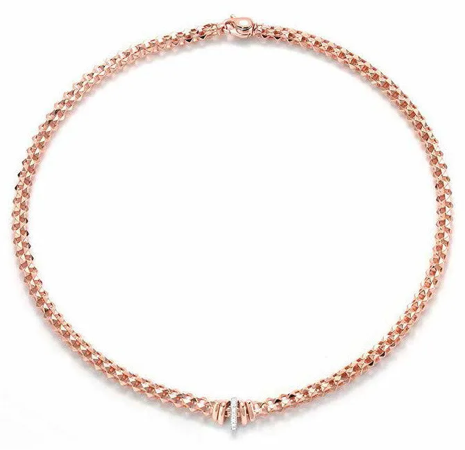 Fope Flex'It Wild Rose 18ct Rose Gold 0.12ct Diamond Necklace