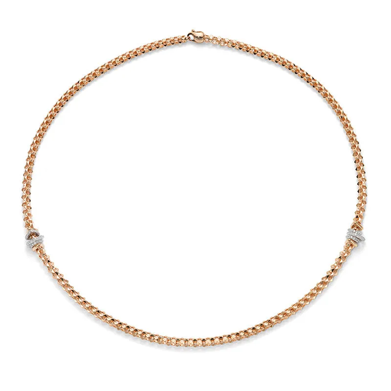 Fope Flex'It Wild Rose 18ct Yellow Gold 0.25ct Diamond Necklace
