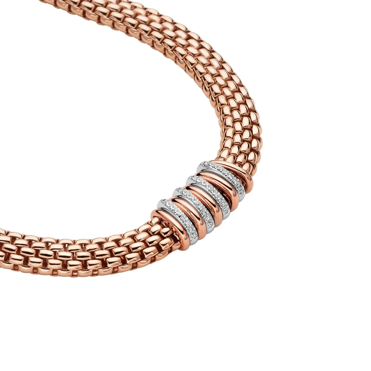 Fope Panorama 18ct Rose Gold 0.30ct Diamond Rondelle Necklace
