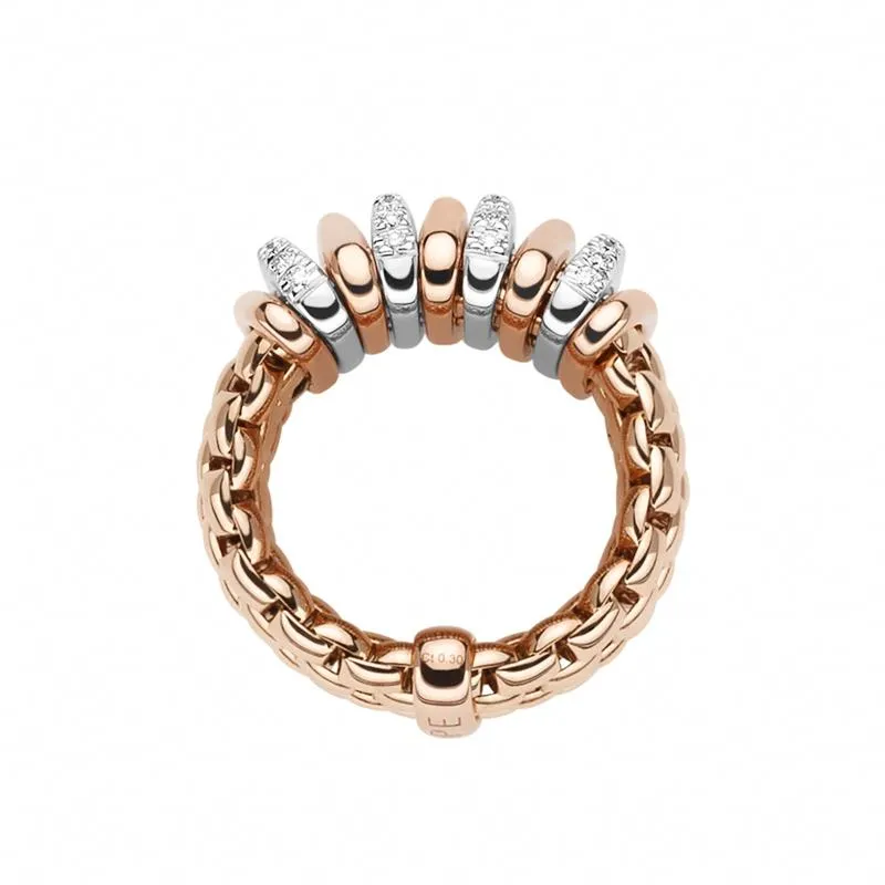 Fope Panorama 18ct Rose Gold 0.30ct Diamond Rondelle Ring