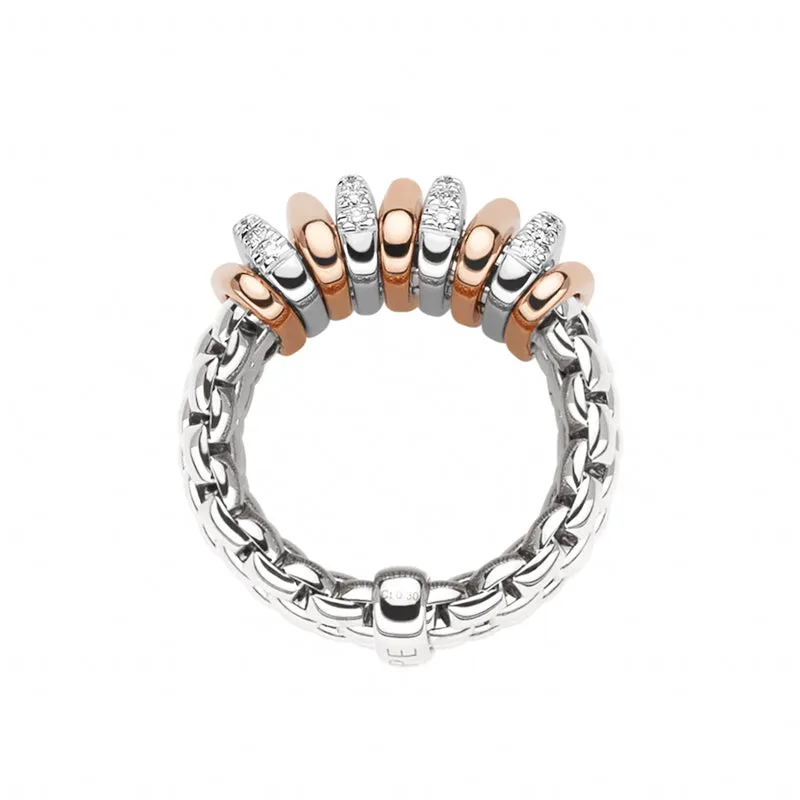 Fope Panorama 18ct White Gold 0.30ct Diamond Rose Gold Rondelle Ring
