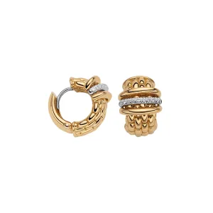 Fope Panorama 18ct Yellow Gold 0.15ct Diamond Rondelle Small Hoop Earrings