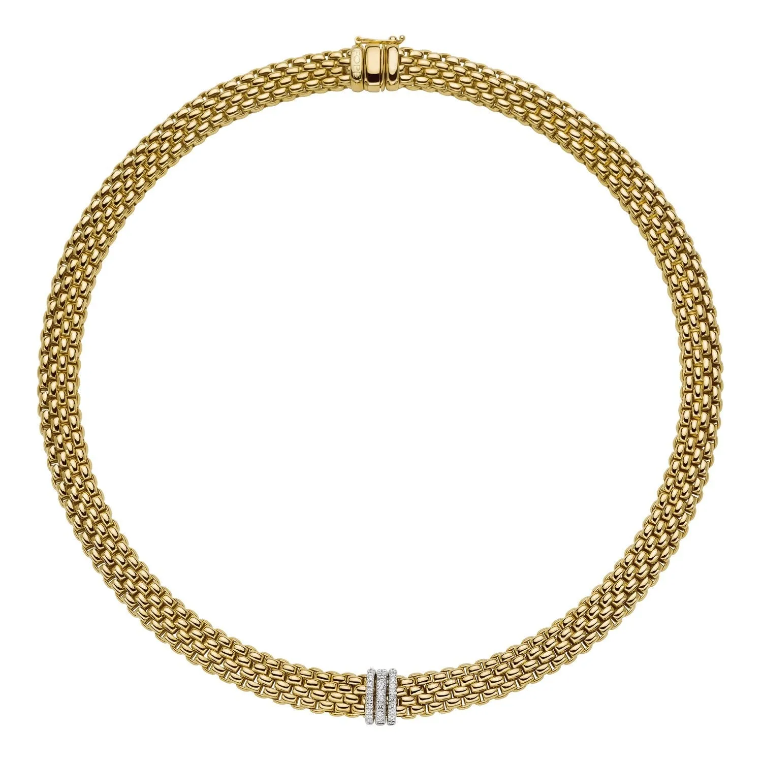 Fope Panorama 18ct Yellow Gold 0.23ct Diamond Rondelle Necklace