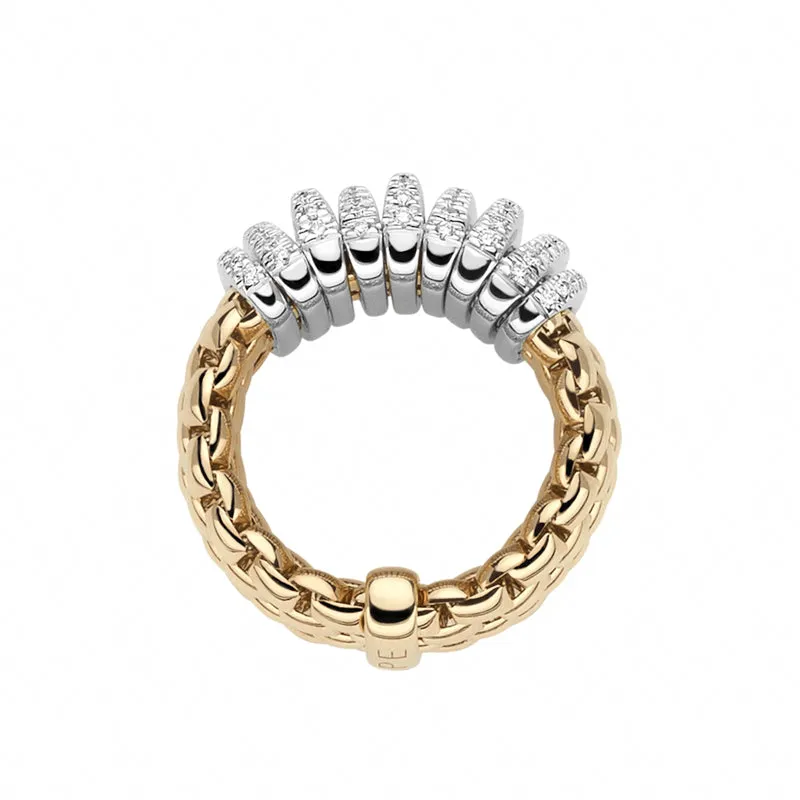 Fope Panorama 18ct Yellow Gold 0.68ct Diamond White Gold Rondelle Ring