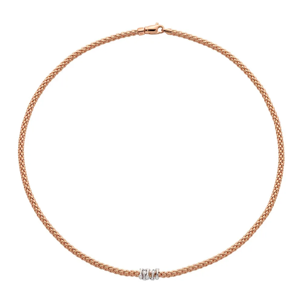 Fope Prima 18ct Rose Gold 0.20ct Diamond Necklace