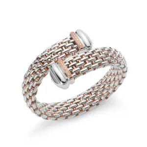 Fope Silverfope Naos Sterling Silver 0.16ct Diamond Cross Over Bangle