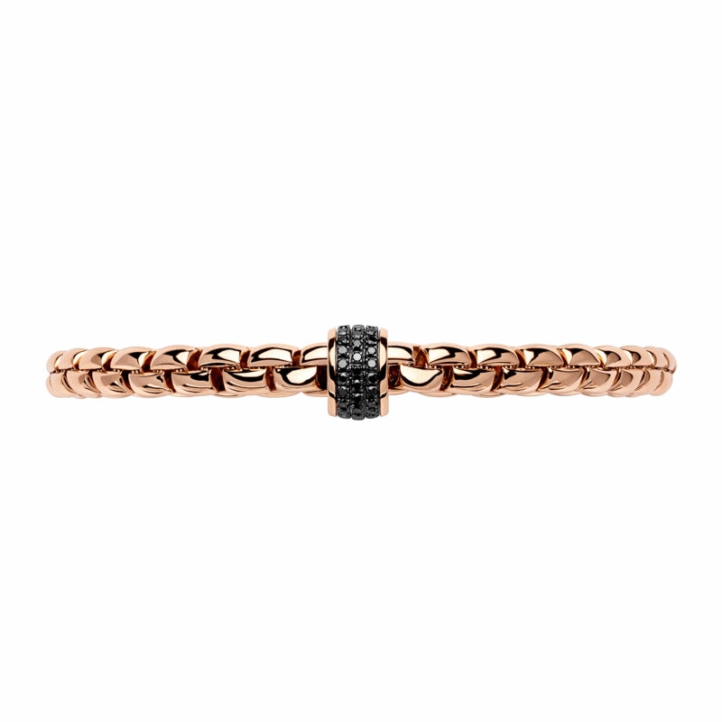 Fope Eka Tiny 18ct Rose Gold 0.54ct Black Diamond Bracelet