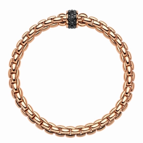 Fope Eka Tiny 18ct Rose Gold 0.54ct Black Diamond Bracelet