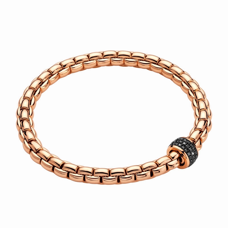 Fope Eka Tiny 18ct Rose Gold 0.54ct Black Diamond Bracelet