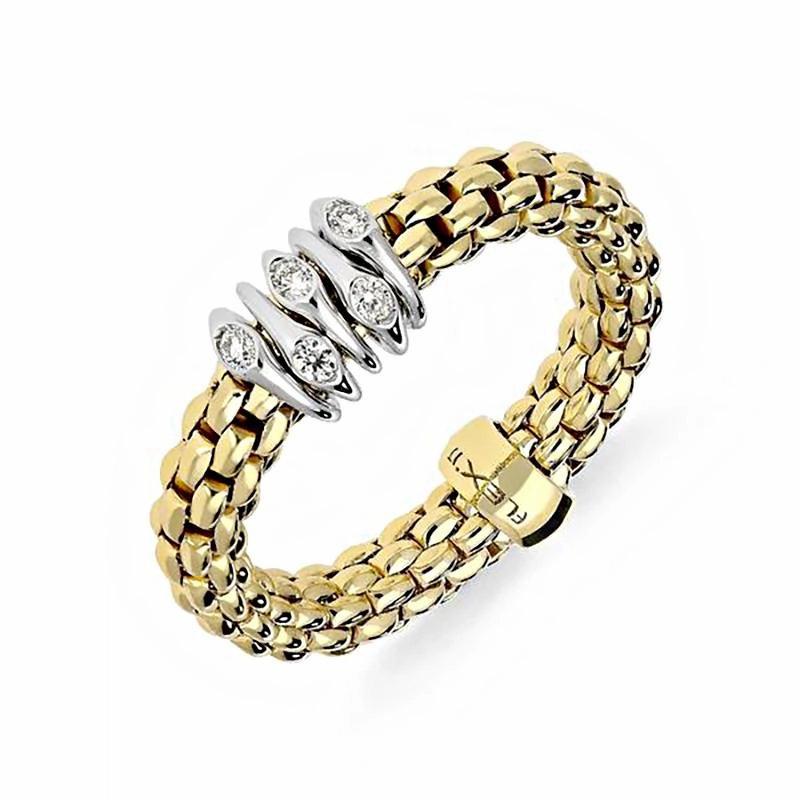 Fope Flex'It Prima 18ct Yellow Gold 0.07ct Diamond Ring