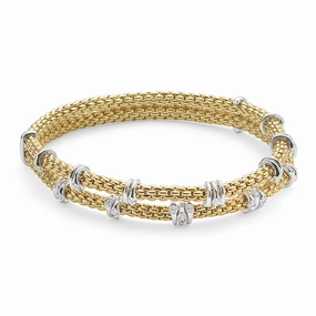 Fope Flex'it Prima 18ct Yellow Gold 0.37ct Diamond Two Row Bracelet