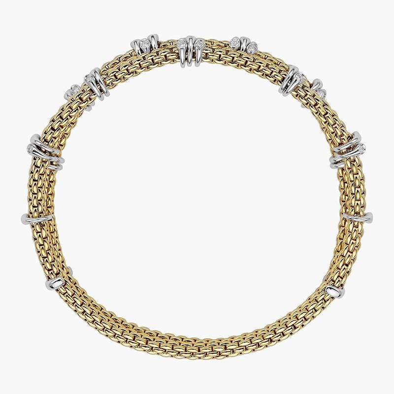 Fope Flex'it Prima 18ct Yellow Gold 0.37ct Diamond Two Row Bracelet