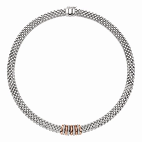 Fope Panorama 18ct White Gold 0.30ct Diamond Rose Gold Rondelle Necklace