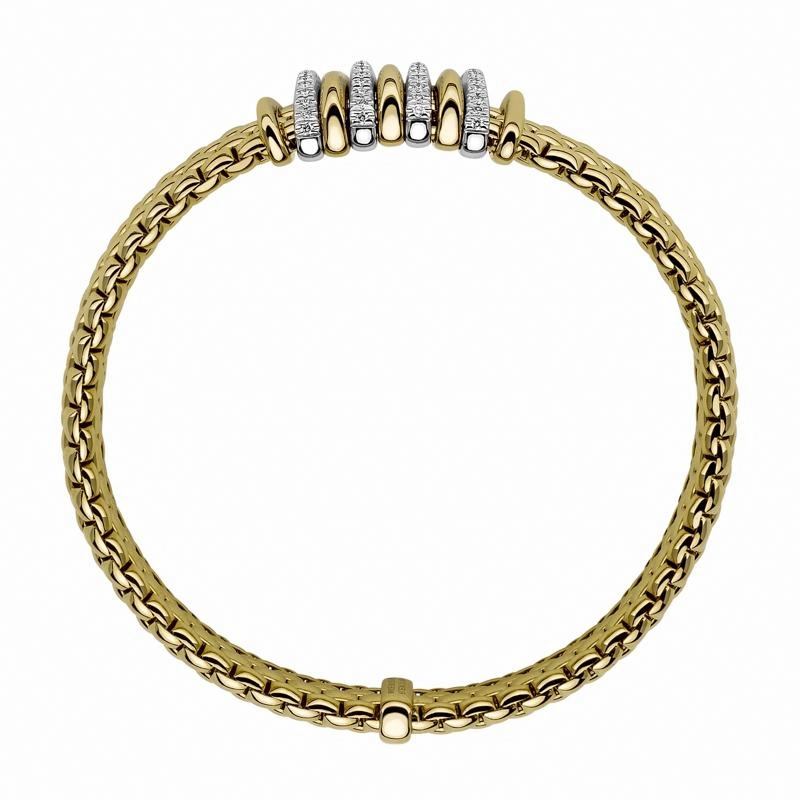 Fope Panorama 18ct Yellow Gold 0.30ct Diamond Mixed Rondelle Bracelet