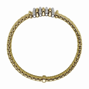Fope Panorama 18ct Yellow Gold 0.30ct Diamond Mixed Rondelle Bracelet