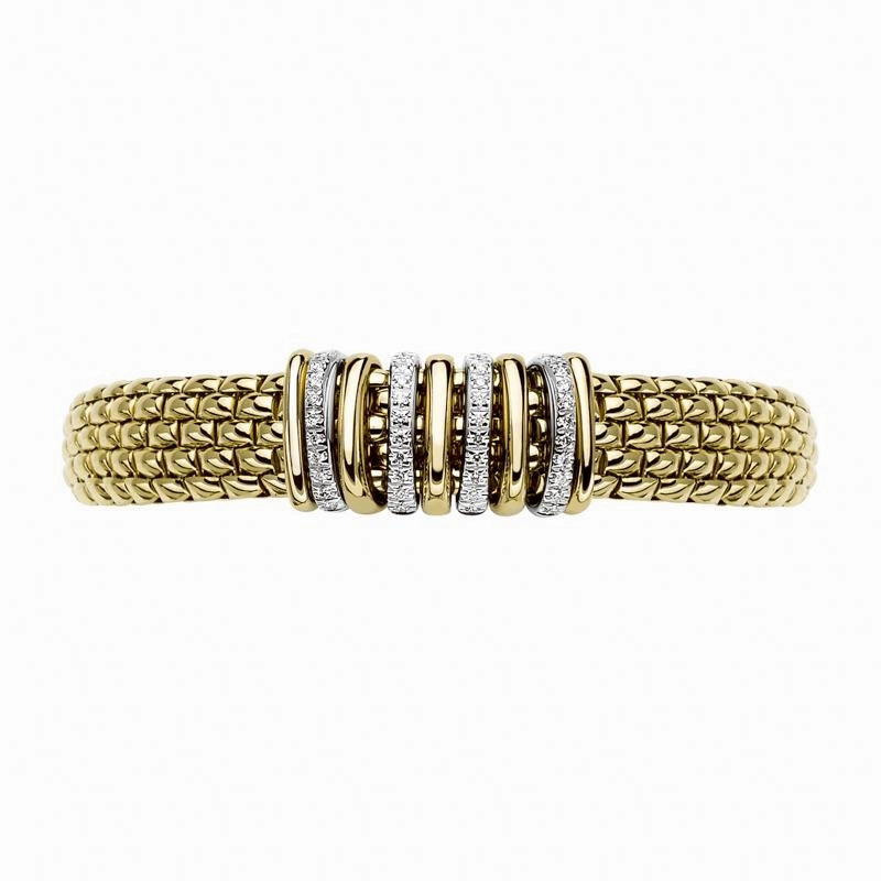 Fope Panorama 18ct Yellow Gold 0.30ct Diamond Mixed Rondelle Bracelet