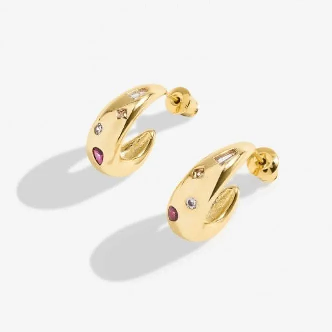Gem Glow Gem Cluster Gold Plated Hoop Earrings 7186