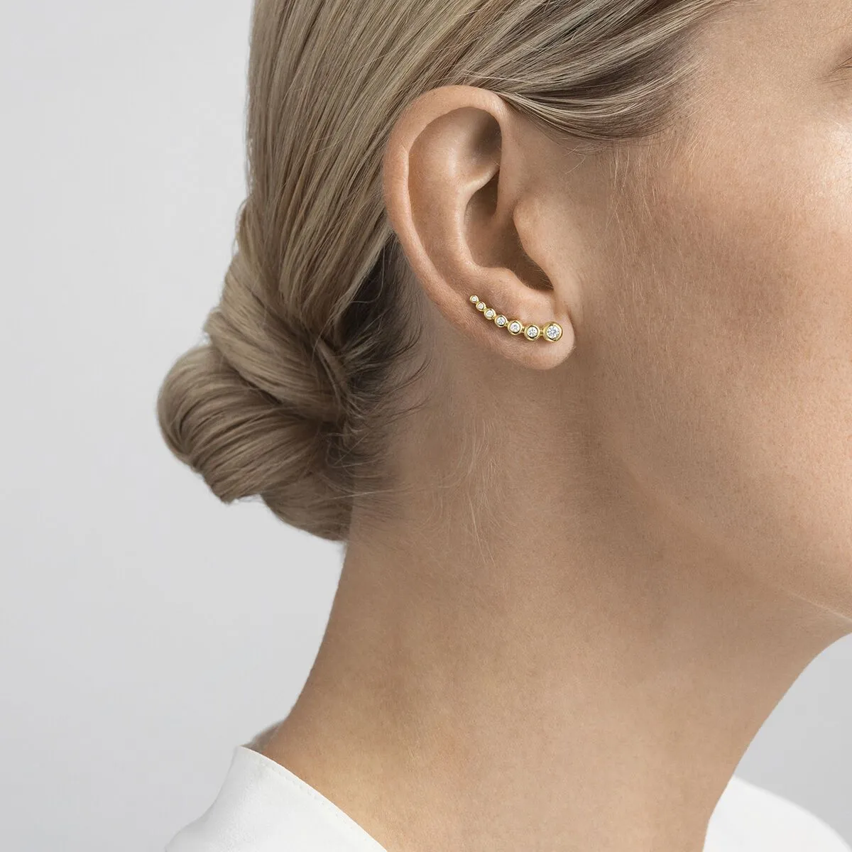 Georg Jensen Aurora 18ct Yellow Gold 0.26ct Diamond Climber Earrings D