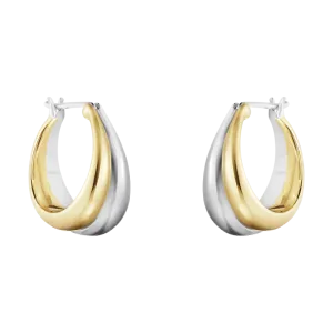 Georg Jensen Curve Sterling Silver 18ct Yellow Gold Hoop Earrings
