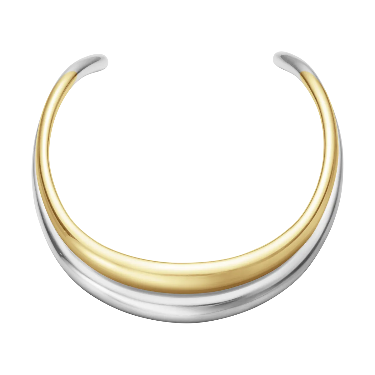 Georg Jensen Curve Sterling Silver 18ct Yellow Gold Neckring D