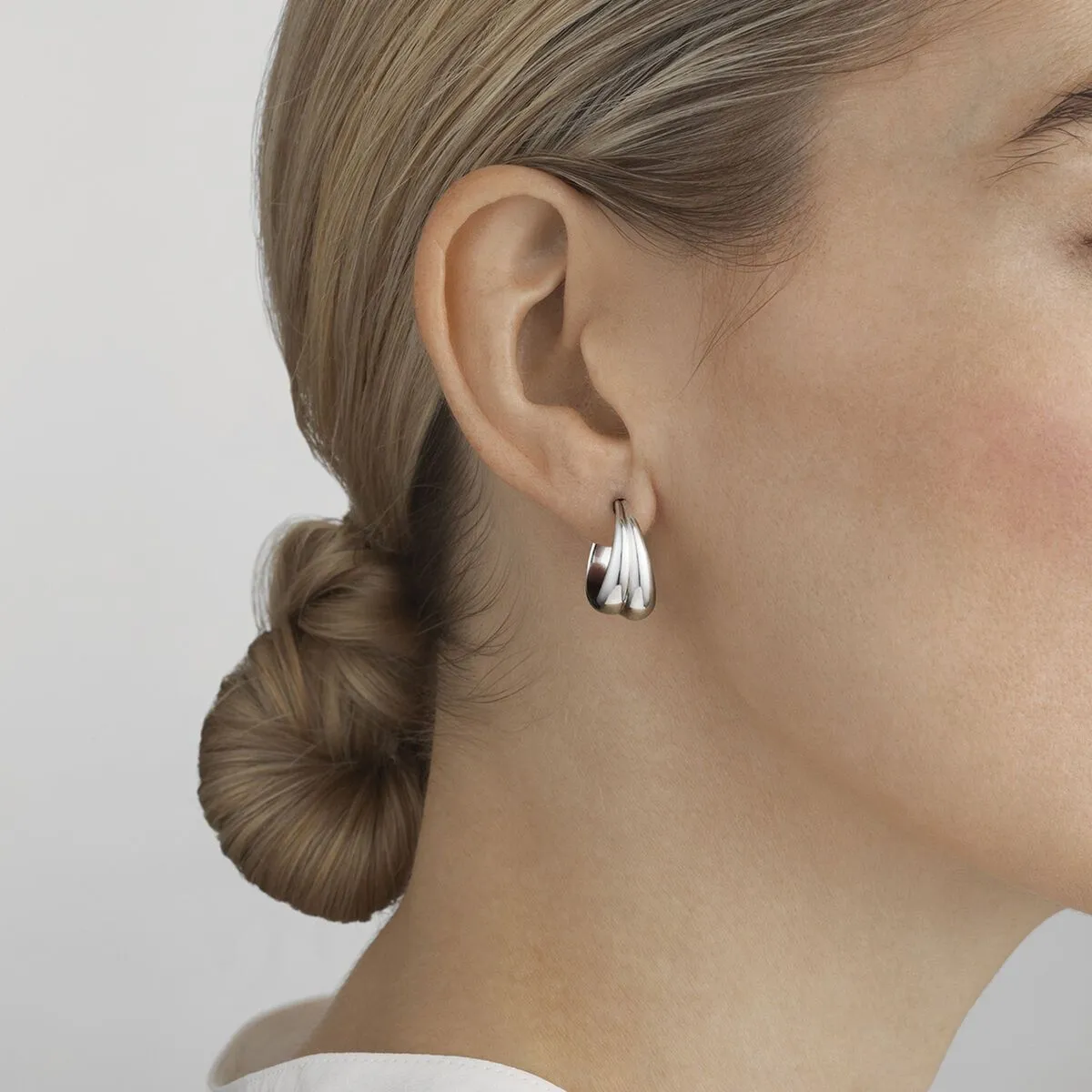 Georg Jensen Curve Sterling Silver Hoop Earrings