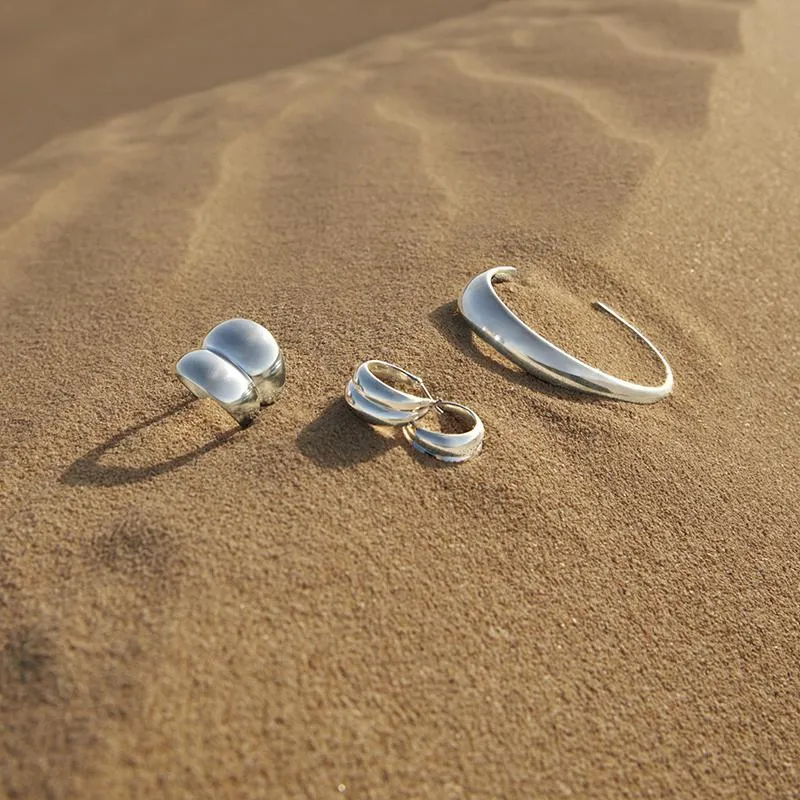 Georg Jensen Curve Sterling Silver Hoop Earrings