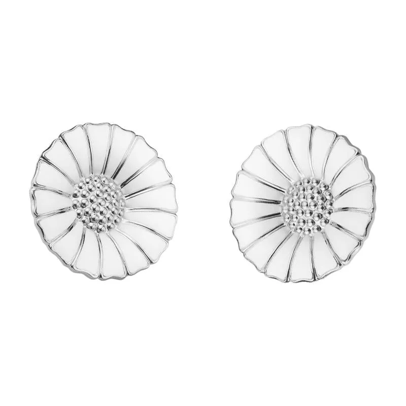 Georg Jensen Daisy Sterling Silver Enamel Stud Earrings