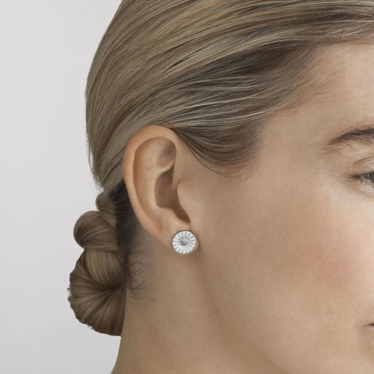 Georg Jensen Daisy Sterling Silver Enamel Stud Earrings