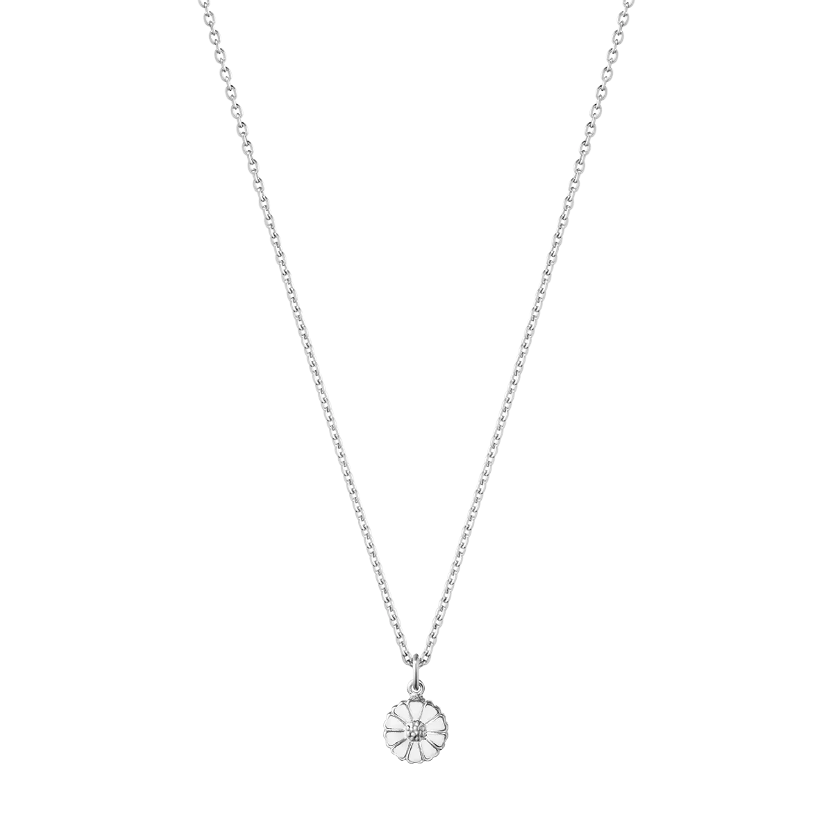 Georg Jensen Daisy Sterling Silver White Enamel Necklace D