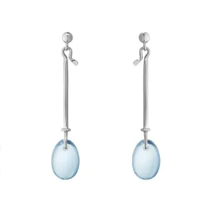 Georg Jensen Dew Drop Sterling Silver Blue Topaz Drop Earrings